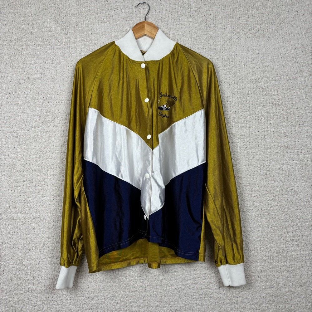 Vtg Vulcan Jacket Unisex L Gold Blue Jacksonville Eagles‎ 21 Cotton Made In USA